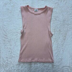 Aritzia Wilfred Womens Tank Top High Neck XS Light Pink Minimalist Closet Staple